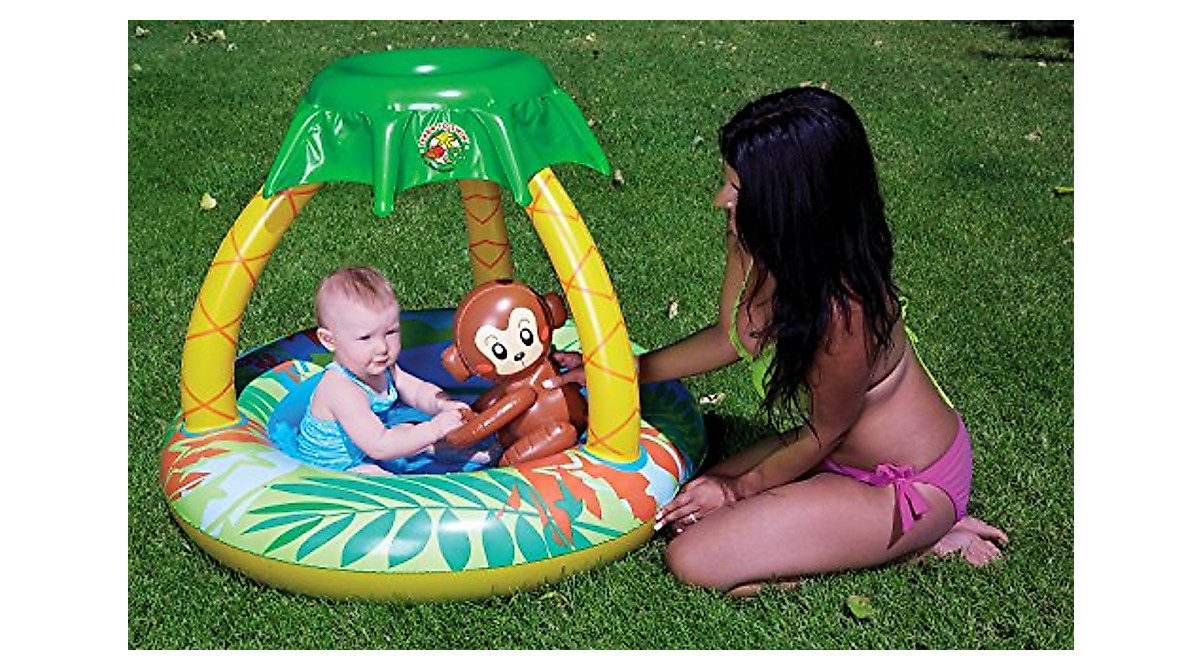 Poolmaster Go Bananas Monkey Pool - Toddler Pool with Sun Protection