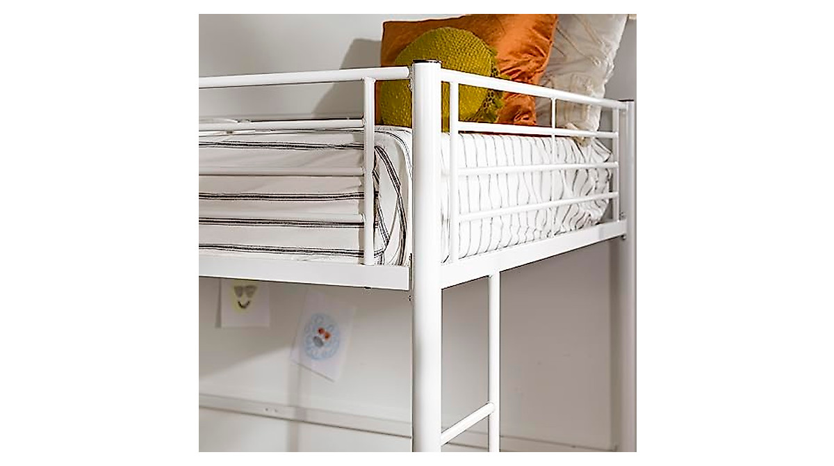 Walker Edison Urban Industrial Loft Bunk Bed in White