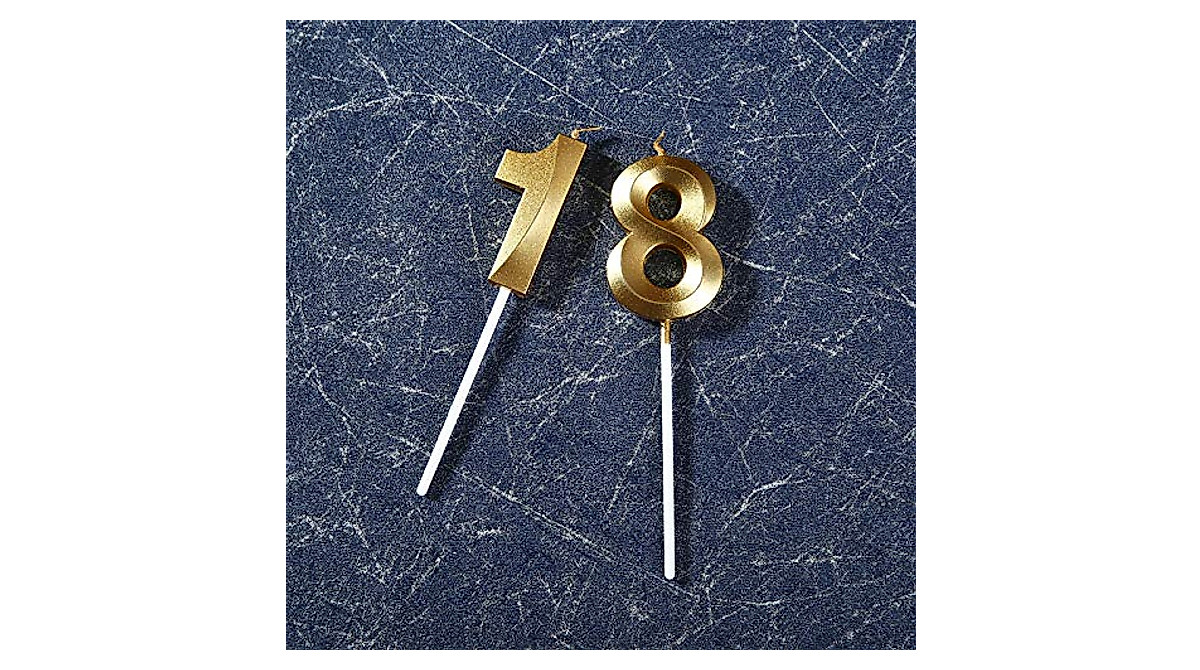 18th Birthday Gold Number Candles – Perfect Cake Topper for Celebrations