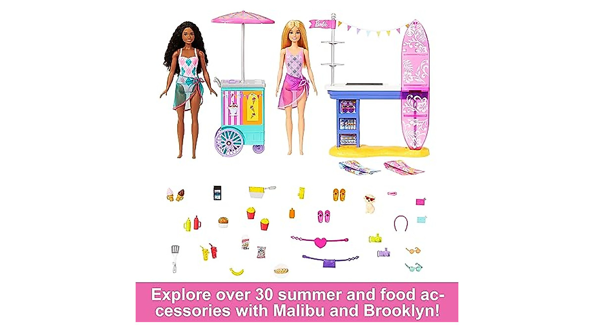 Barbie Beach Boardwalk Playset - Fun with Brooklyn & Malibu