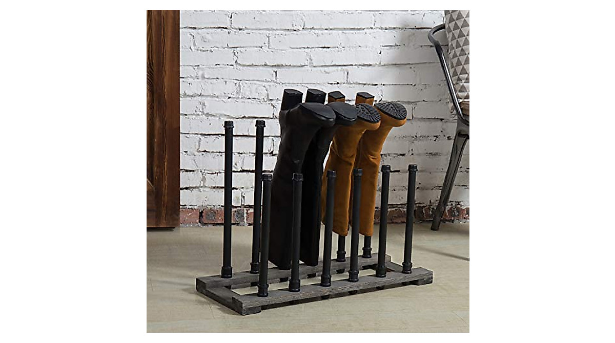 Stylish Free Standing Boot Rack with Rustic Gray Design