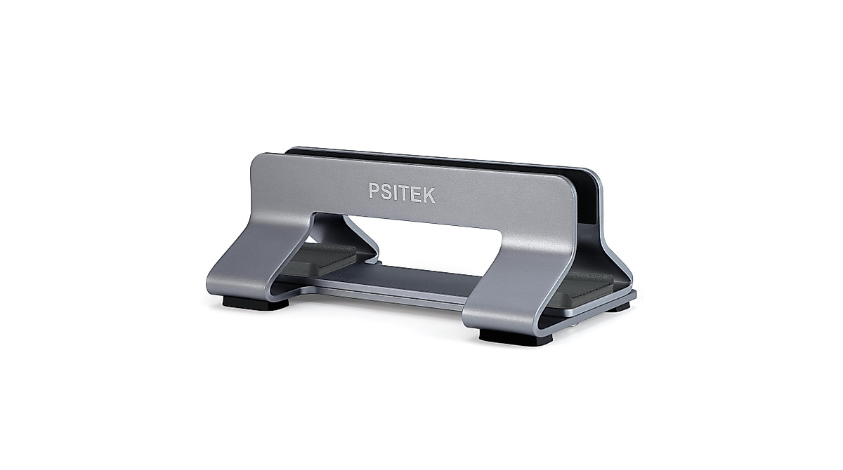 Psitek Aluminum Vertical Laptop Stand - Space-Saving & Adjustable