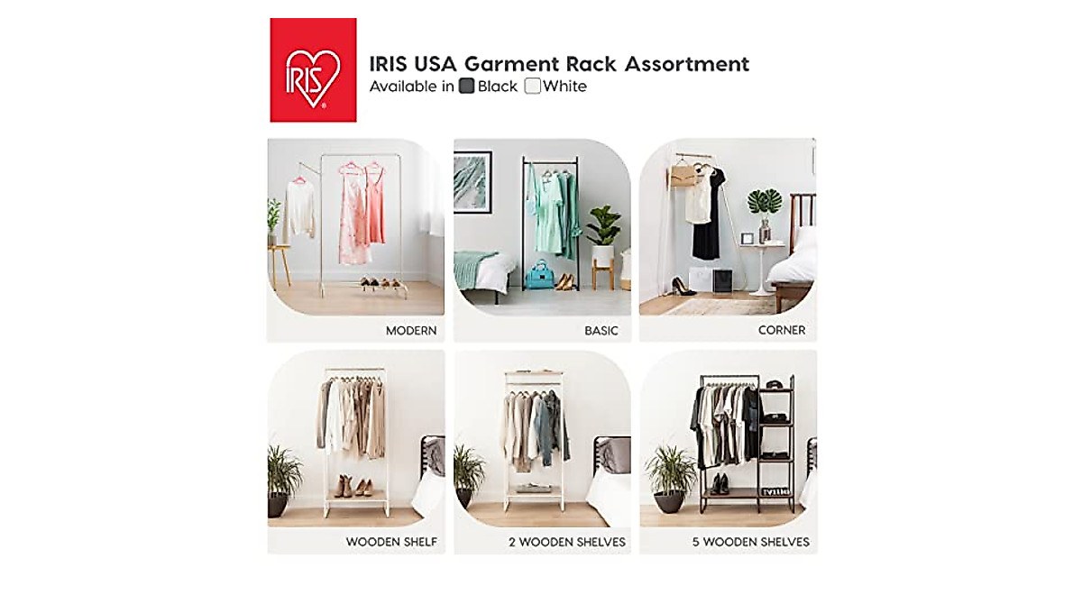 IRIS USA Versatile Clothes Rack with 4 Metal Shelves