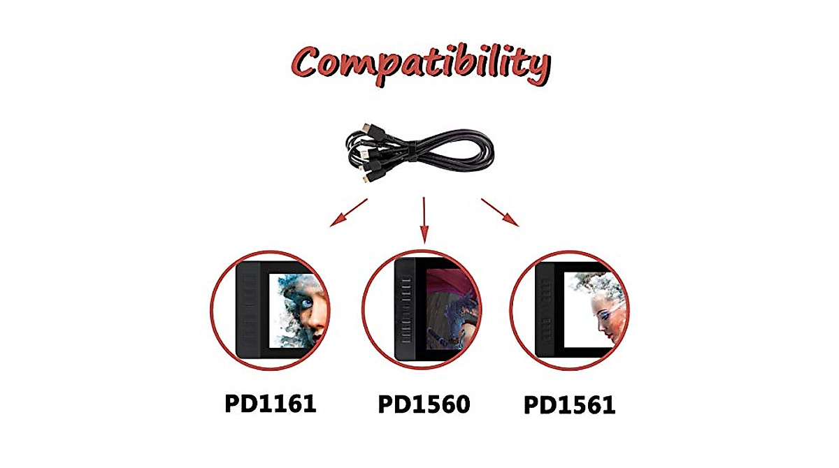GAOMON 3-in-1 Cable for PD1161, PD1560, PD1561 - All-in-One Connectivity