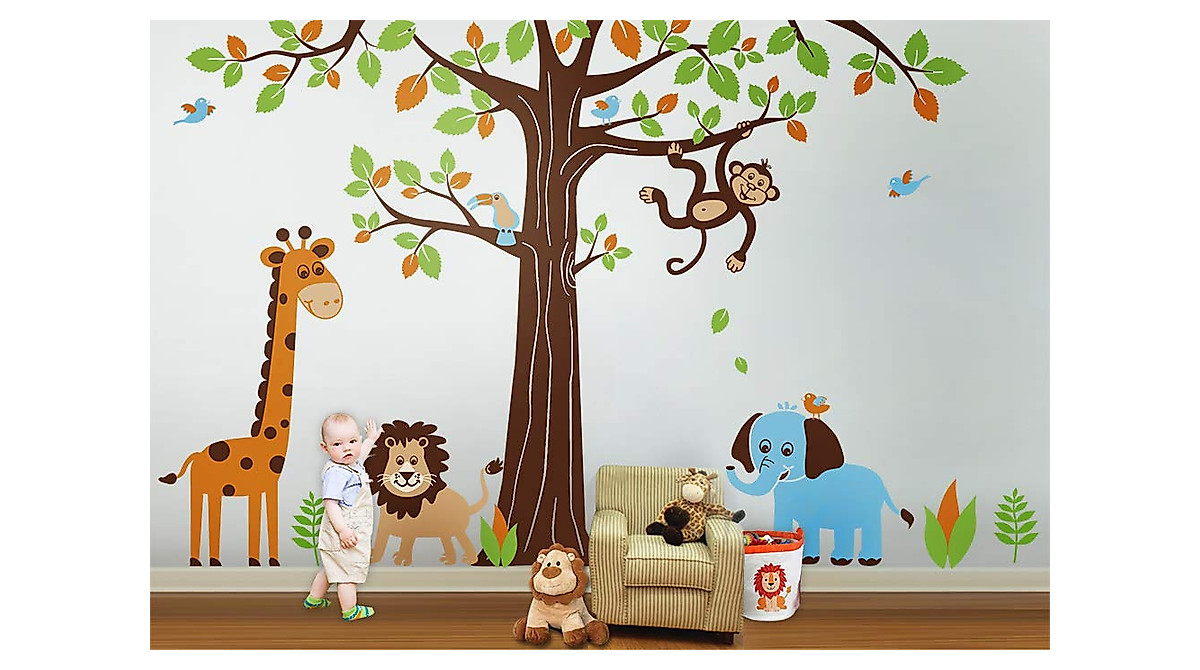 Jungle Safari Animals Wall Decal Set for Kids