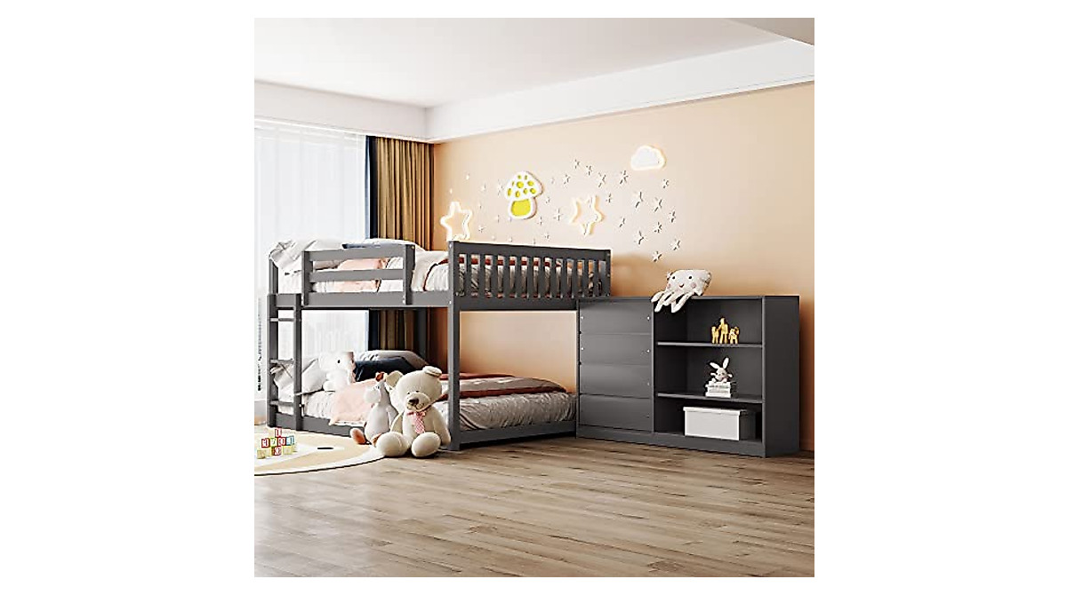 Harper & Bright Designs Full Over Full Bunk Bed with Storage