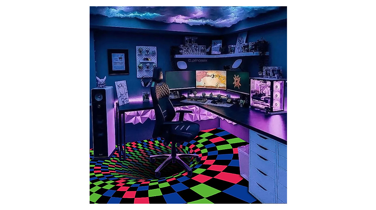 EISKBC Blacklight Vortex Rug - Glow in the Dark Design