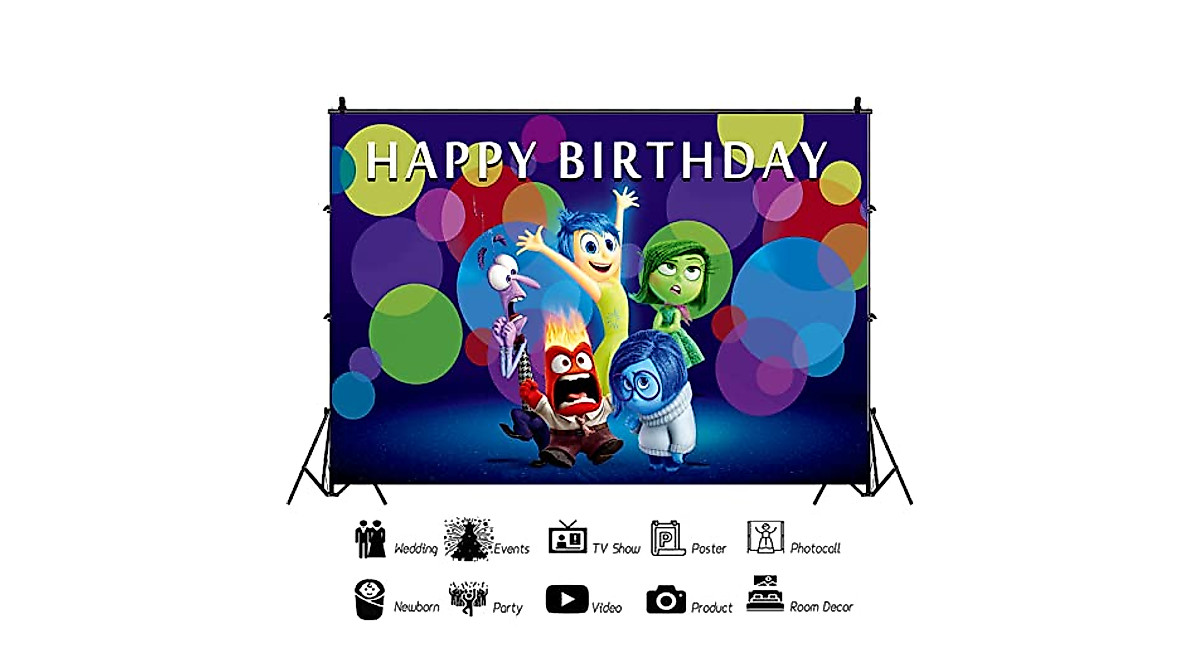 Colorful Inside Out Birthday Backdrop - Perfect for Kids Parties