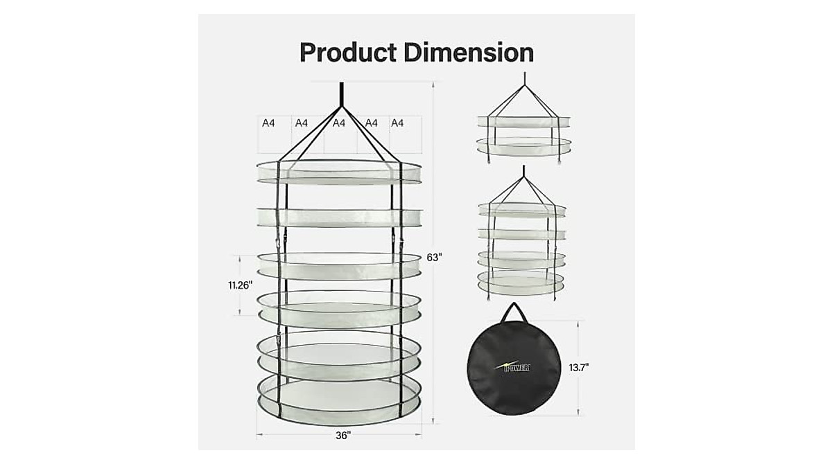 iPower 3ft 6-Layer Drying Rack for Herbs & Buds