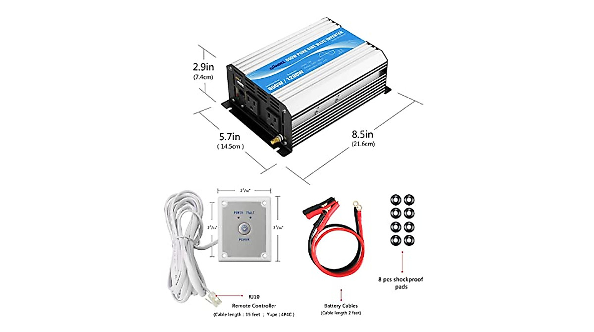 GIANDEL 600W Pure Sine Wave Inverter with Remote Control