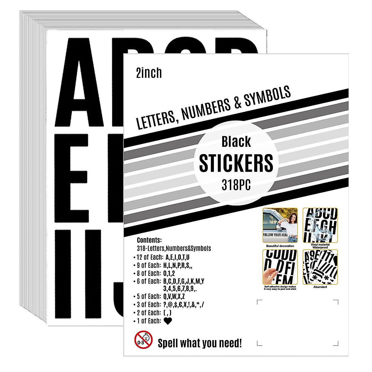 8 Sheets Waterproof Alphabet Stickers for Craft & Decoration