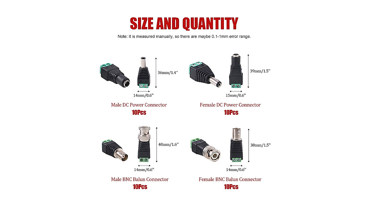 Hilitchi 40 Pcs DC Power Connectors - Easy Installation