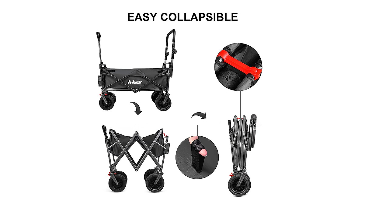 AUKAR Collapsible Wagon - Heavy Duty Utility Cart