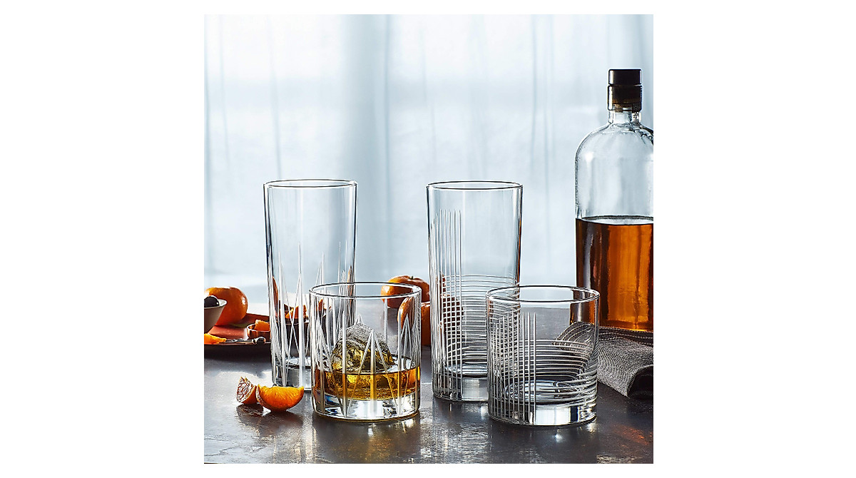 Libbey Structura Rocks Glasses Set of 4 - Elegant Art Deco Design