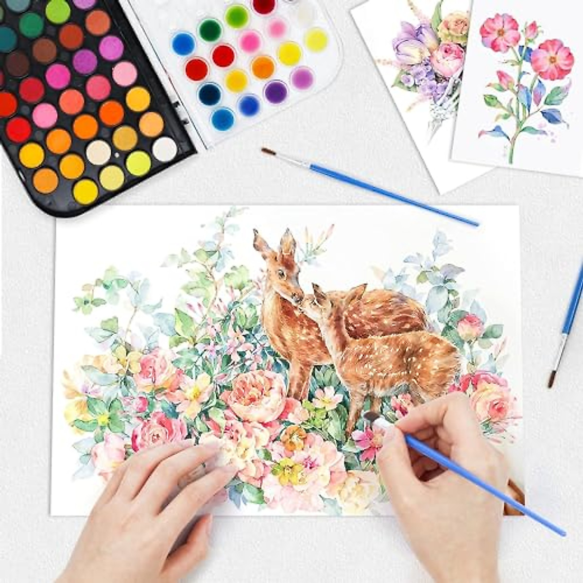 Shuttle Art 48 Color Watercolor Paint Set for All Ages