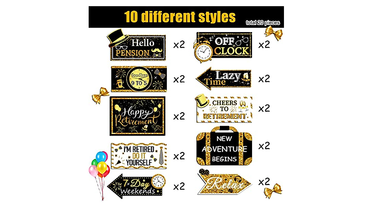 Retirement Party Signs - 20 Vibrant Directional Signs for Celebrations