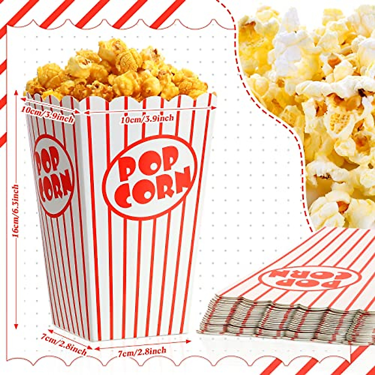 Vintage 80 Pack Popcorn Containers for Movie Nights