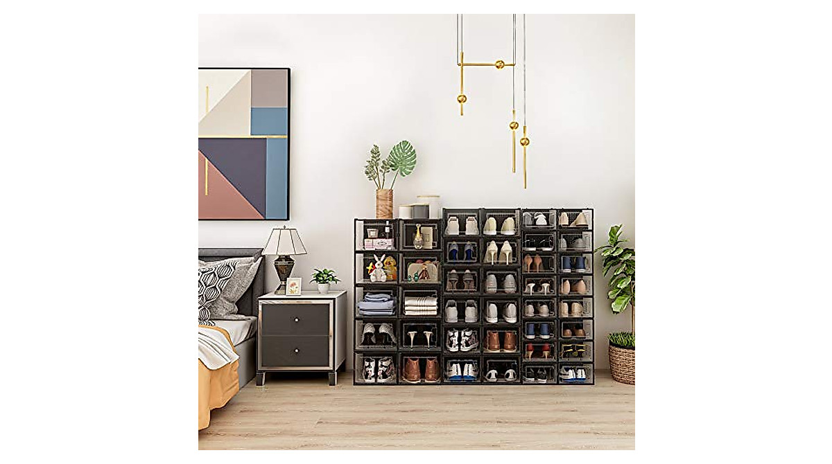 Stackable Interlocking Shoe Boxes - Durable & Ventilated Storage