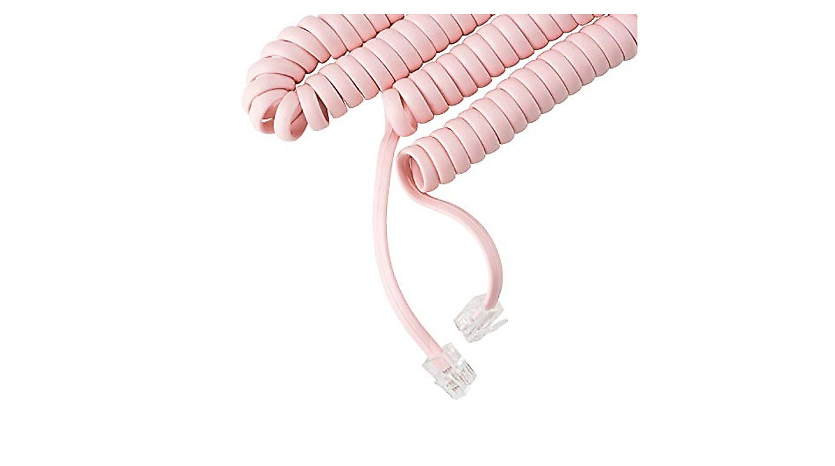 Tangle-Free Phone Cord for Landline - 15ft Ladies Pink