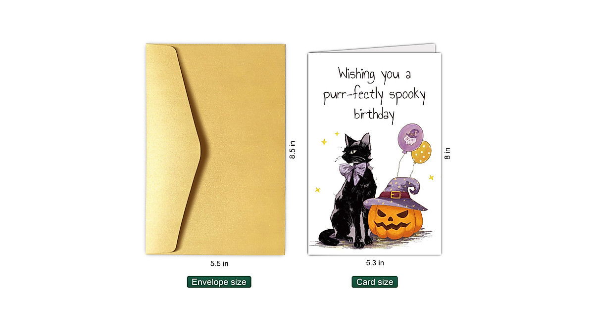 Funny Black Cat Birthday Card for October Birthdays