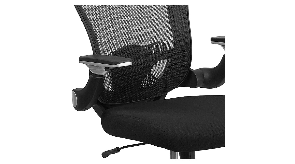 Ergonomic Black Mesh Office Chair - Adjustable Swivel with Flip-Up Arms