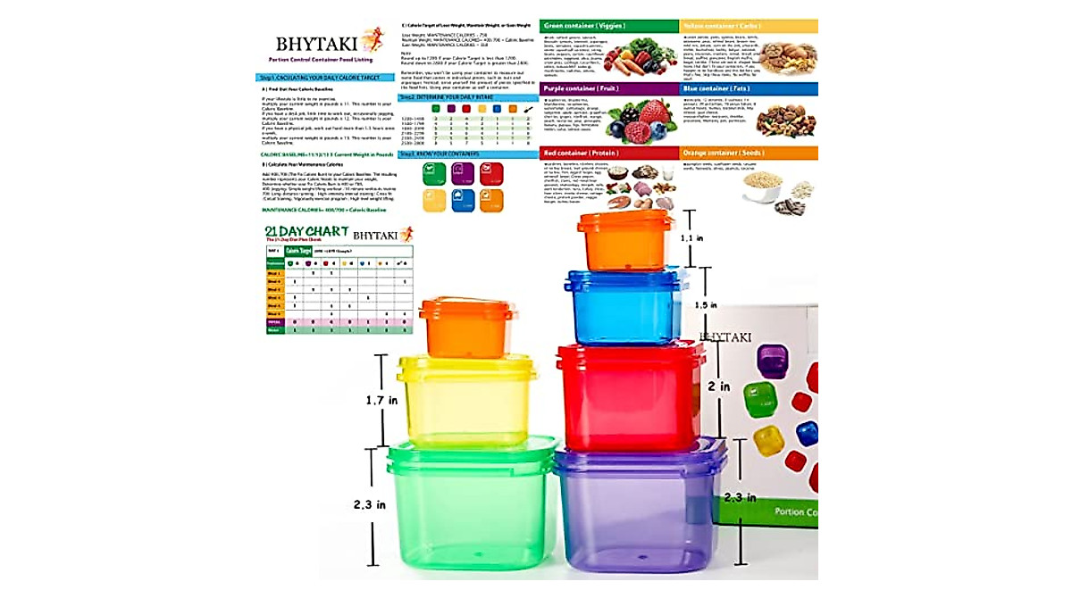 BHYTAKI 14-Piece Portion Control Containers for 21 Day Fix Meal Plan