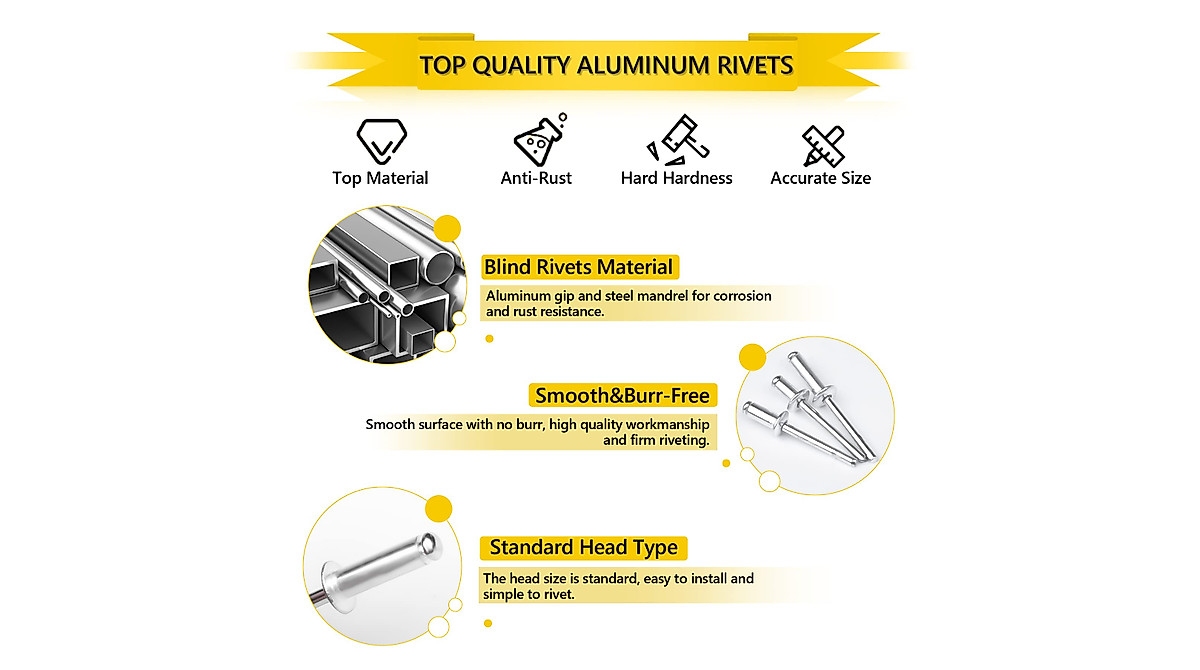 400PCS Silver Aluminum Pop Rivets Assortment Kit