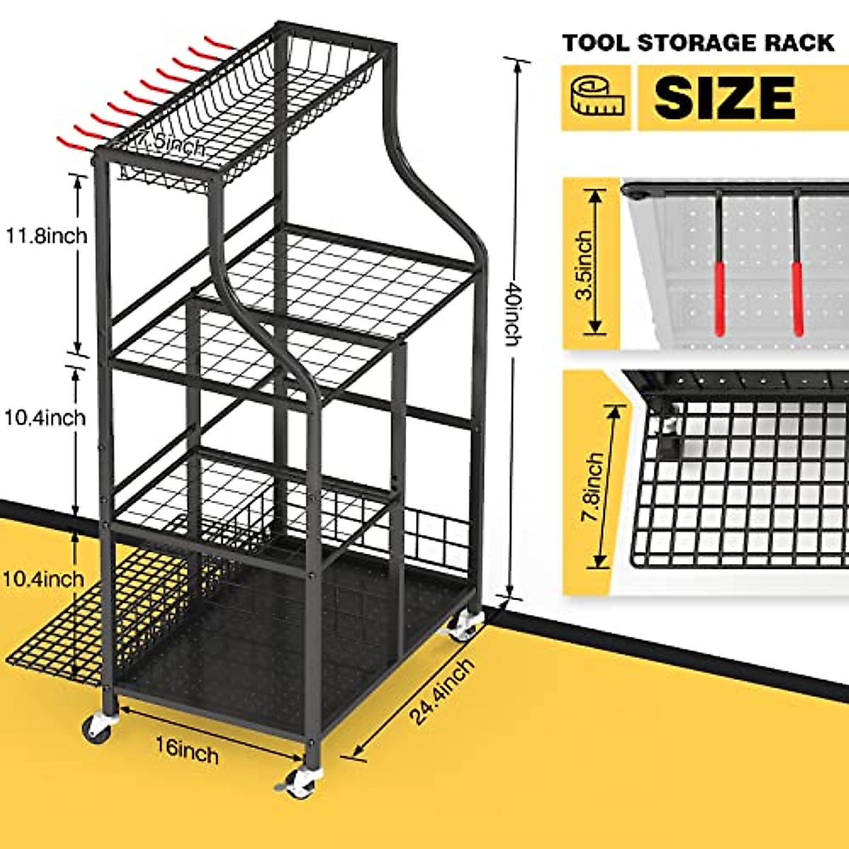 WASAIT Garden Tool Organizer - Heavy Duty Storage Rack