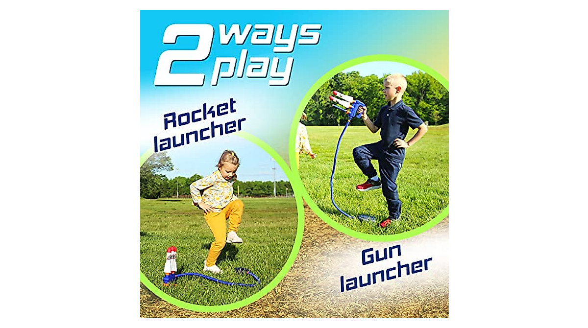New Bounce Kids Rocket Launcher: 2-in-1 Fun! Soar 150 Ft