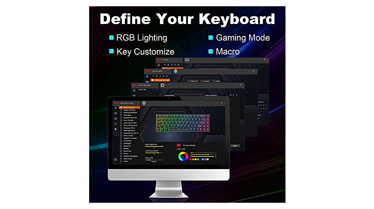 RK ROYAL KLUDGE RK68 (RK855) Wired 65% Mechanical Keyboard, RGB Backlit ...