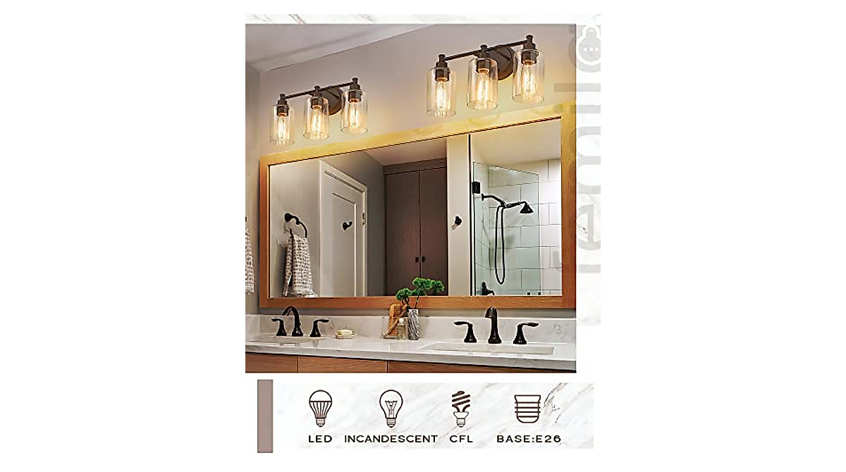 FEMILA Farmhouse 3-Light Vanity Light - Rustic Bathroom Fixture