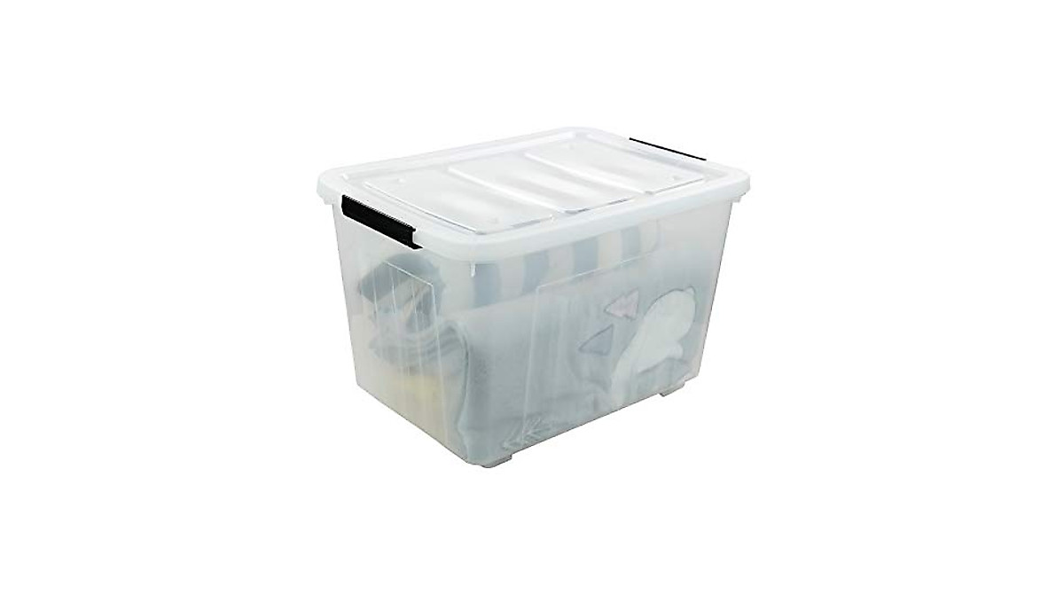 Bringer 70L Clear Storage Boxes with Wheels - 4-Pack
