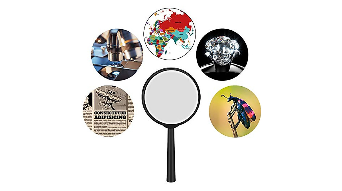 Elcoho 12 Pack Handheld Magnifier Set - 6X Plastic Magnifying Glasses ...