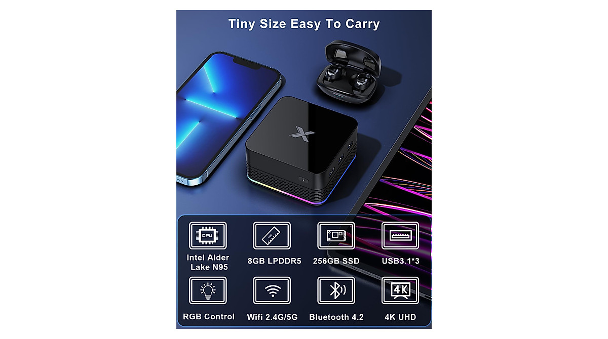 Compact Mini PC with Intel N5105 - 8GB RAM SSD