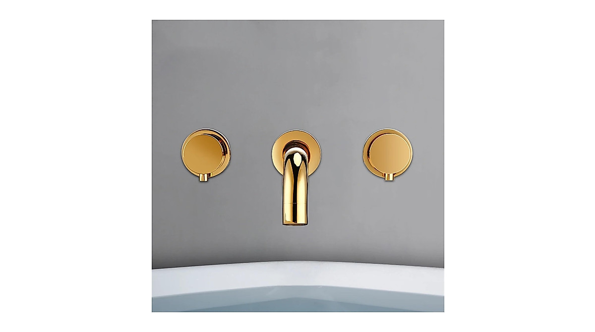 LIANTE Polished Gold Brass Double Hole Faucet