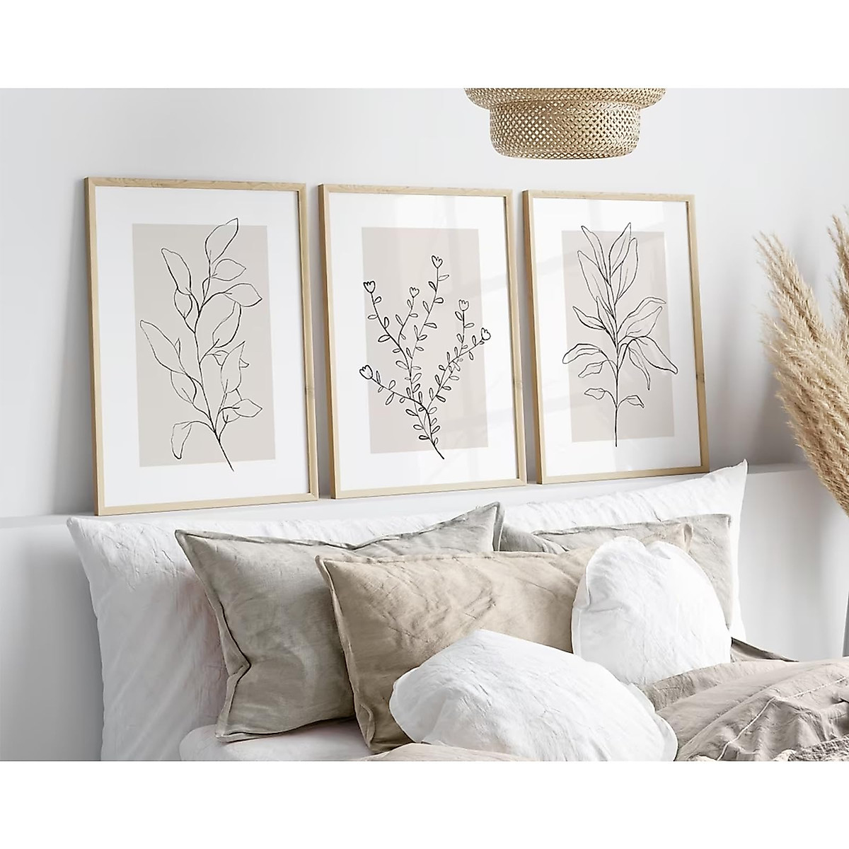 Neutral Botanical Wall Art Prints - Minimalist Boho Decor