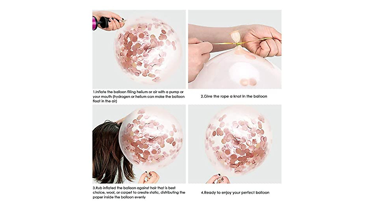 Rose Gold Confetti Balloons - 50 Pack for Weddings & Parties
