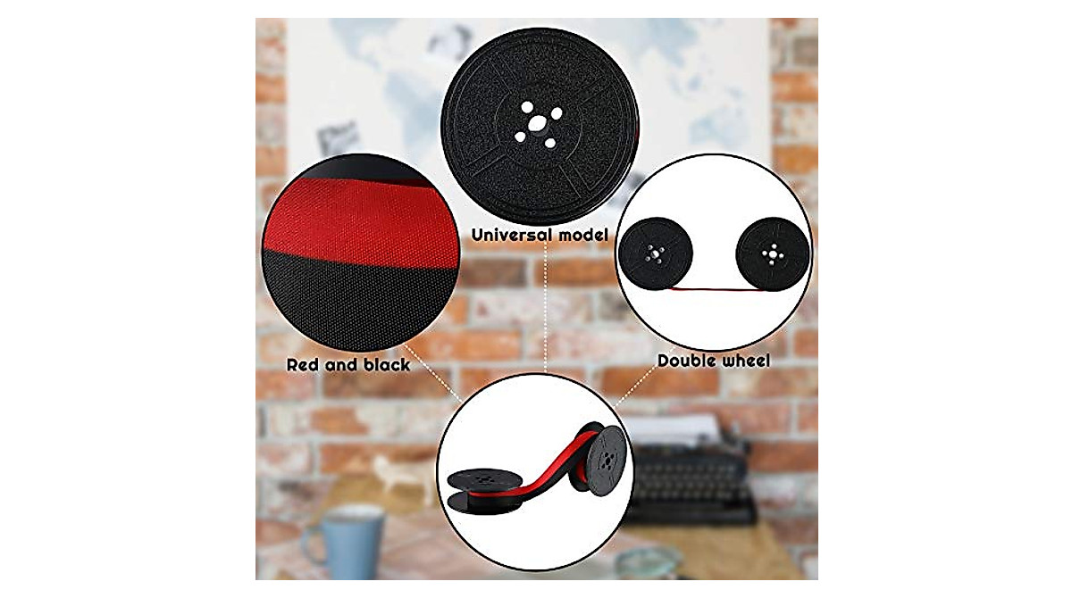 Typewriter Ribbon Twin Spool Pack - 4 Pairs in Red & Black
