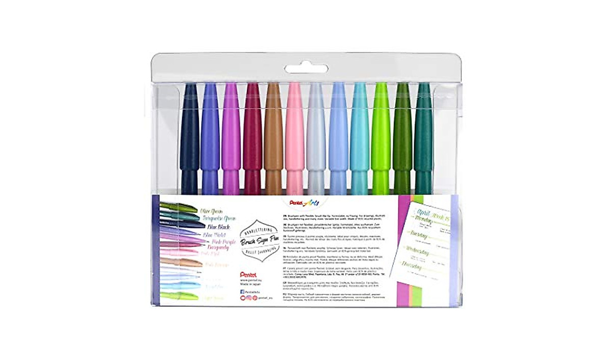 Pentel Brush Sign Pen Set - 12 Assorted Colors