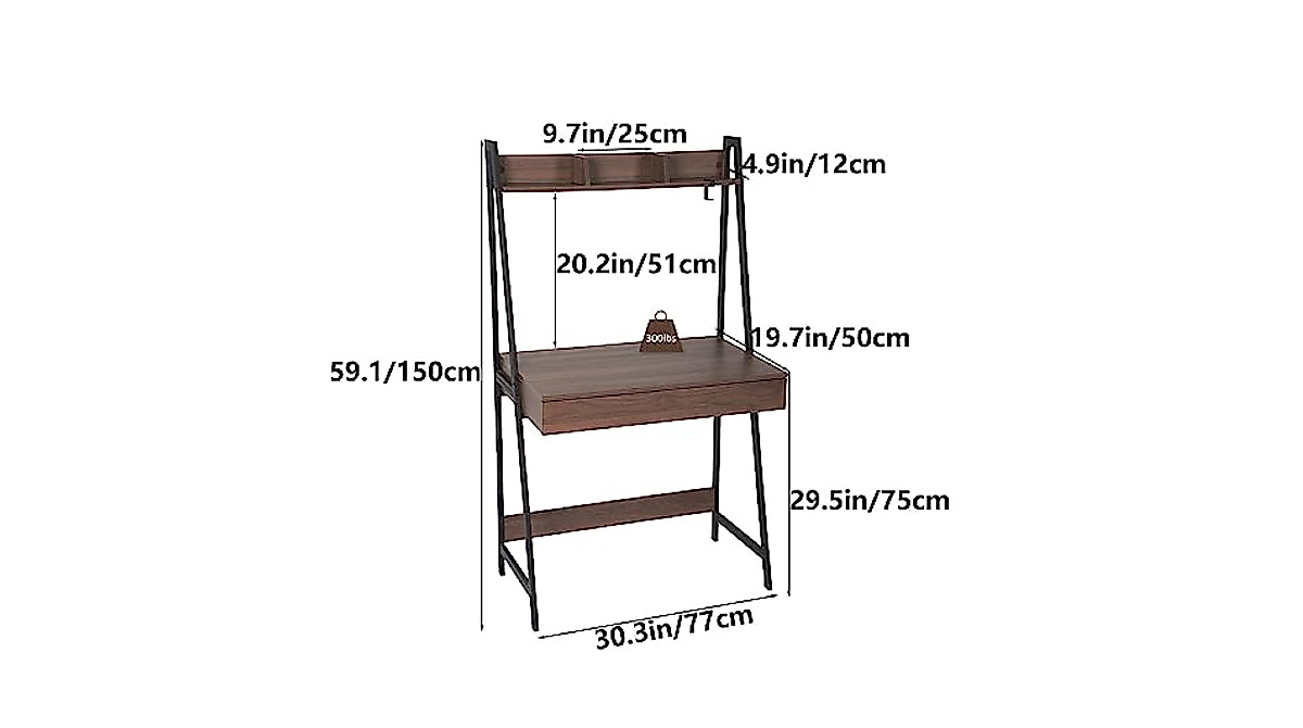 DEILALY 2-Tier Computer Desk with Drawer - Stylish Home Office Workstation
