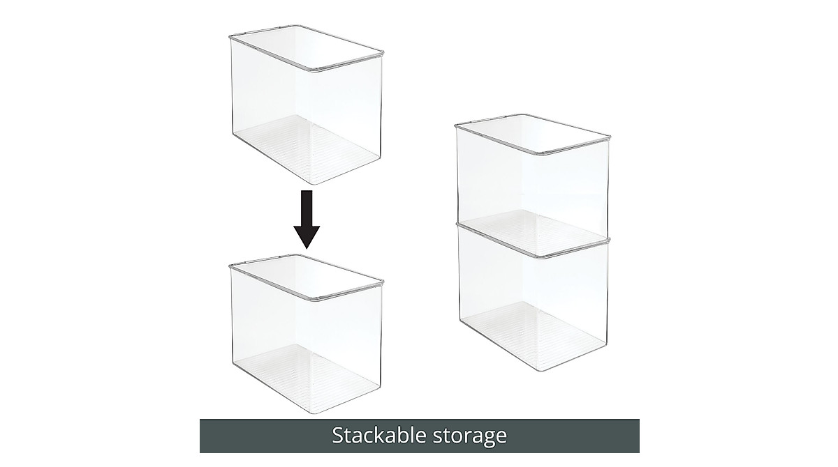 mDesign Stackable Plastic Storage Container - 6 Pack