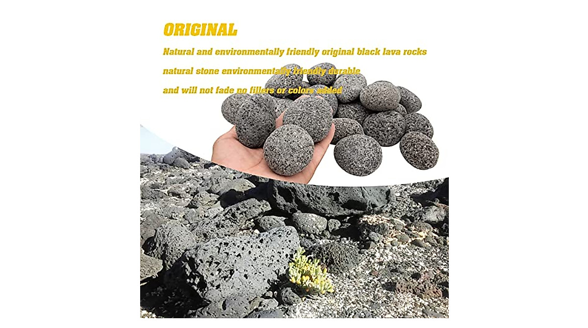 Black Lava Rocks for Fire Pits and Fireplaces - 10 lb Natural Stones