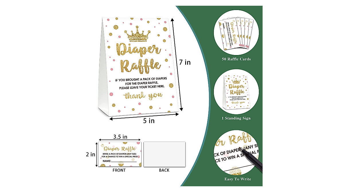 Diaper Raffle Game Set for Baby Showers - Pink & Gold