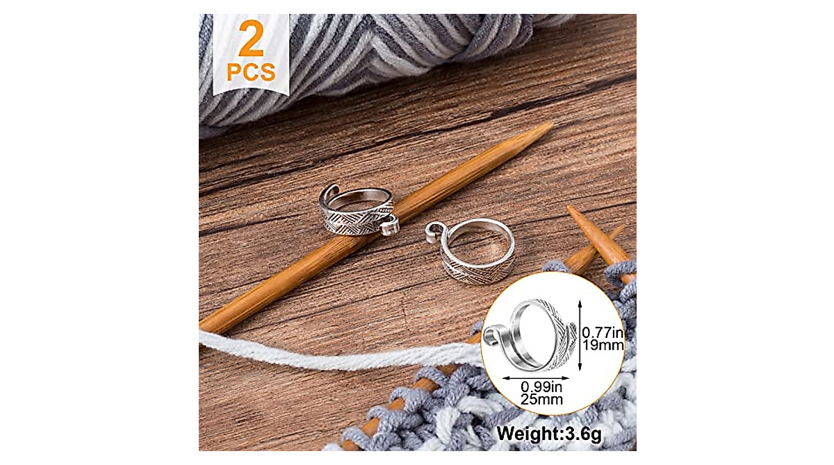 ANCIRS 2 Pack Adjustable Crochet Loop Rings for Knitting & Crochet
