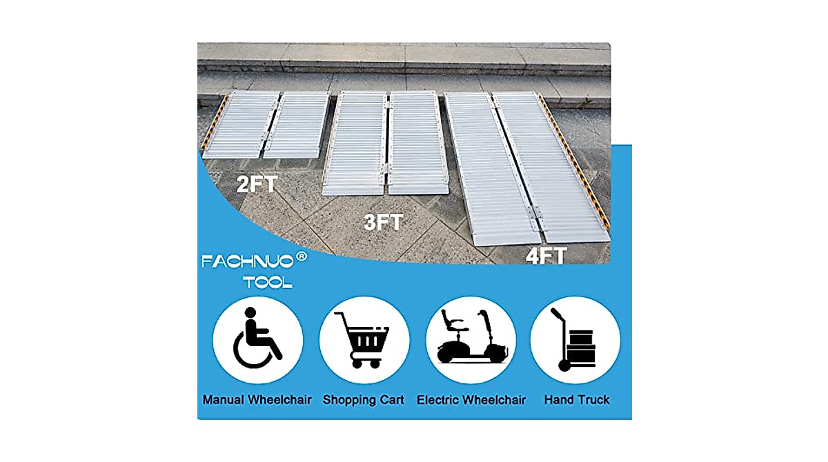FACHNUO TOOL Portable Wheelchair Ramp - 3ft Non-Skid, High Load Capacity