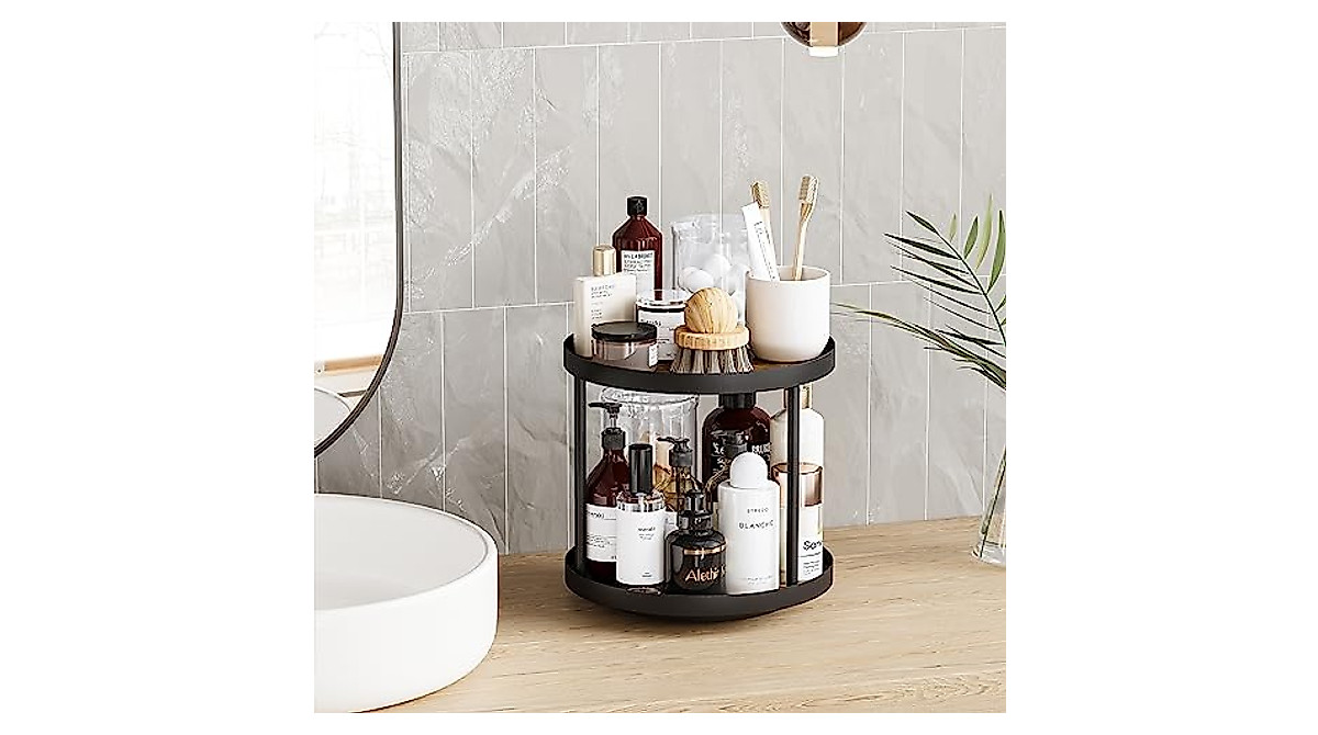 Giikin 2 Tier Spice Rack Organizer - Rustic Brown