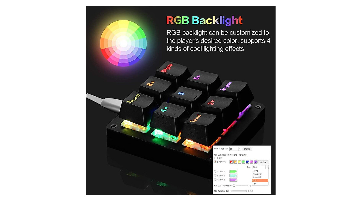 9-Key RGB Mechanical Macro Keypad - Portable & Programmable