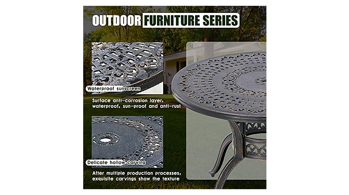 FDW Round Patio Table | Durable Outdoor Dining Table