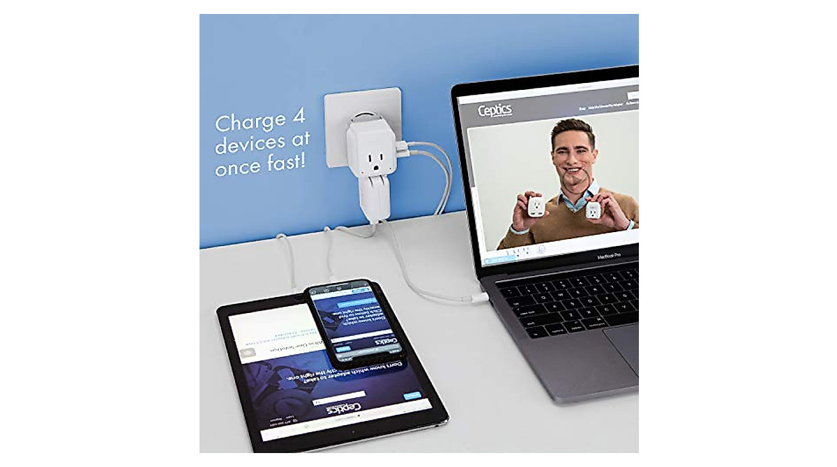 Ceptics Brazil Power Plug Adapter Travel Set with USB-C & USB