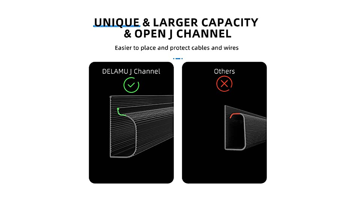 Cable Management Under Desk - No Drilling J Channel Raceway Up to 10 Cables